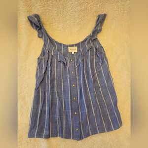 Sezane Manon Striped Blue & White Viscose Blouse Tank Top -Size S/M